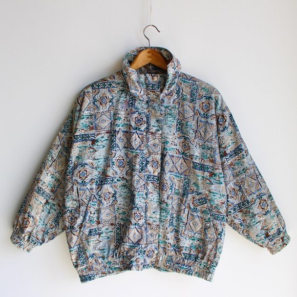 Vintage Silver Abstract Hawaiian Pattern Jacket - Picture 2 of 6